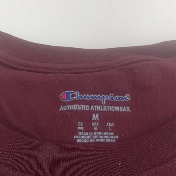 Champion Mens Cotton T-Shirt, Crew Neck Short Sleeve, Maroon, Size M - Picture 3 of 3